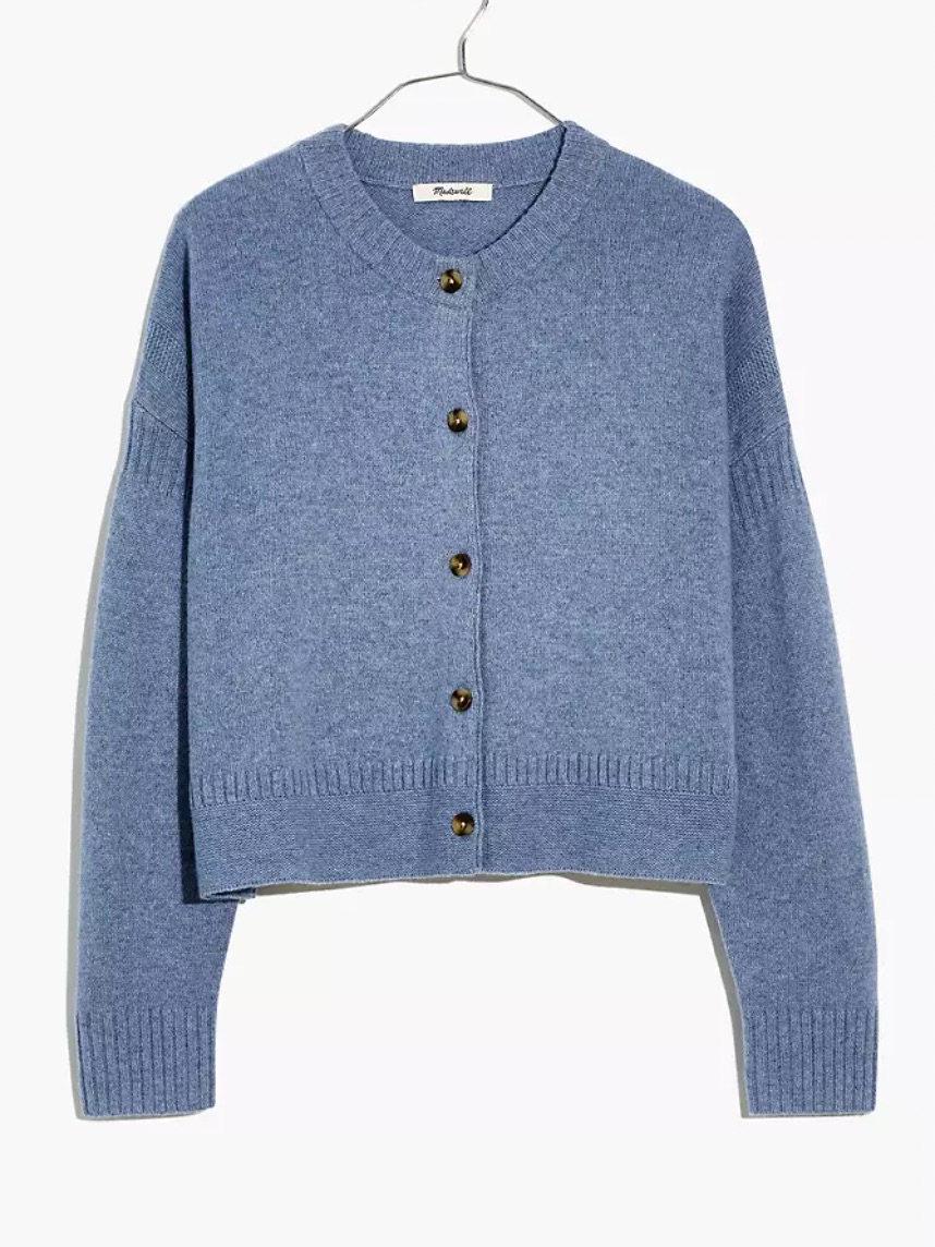 Madewell Heather Cornflower Clemence Cropped Cardigan Sweater Xs 39504